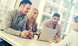 Mission - team in a meeting. 