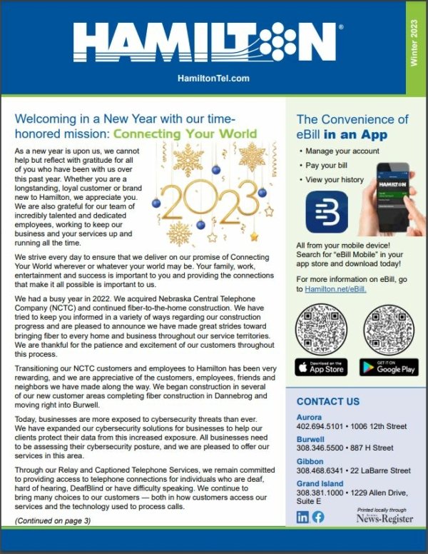 Hamilton newsletter image.